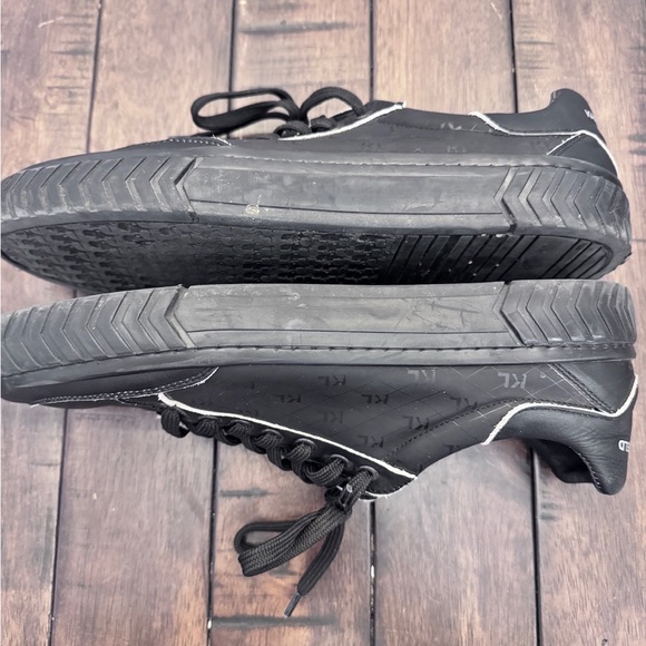 Karl Lagerfeld Paris Black Leather Sneakers Chunky Sole KL Logo EU 46 / US 13 - Picture 9 of 11